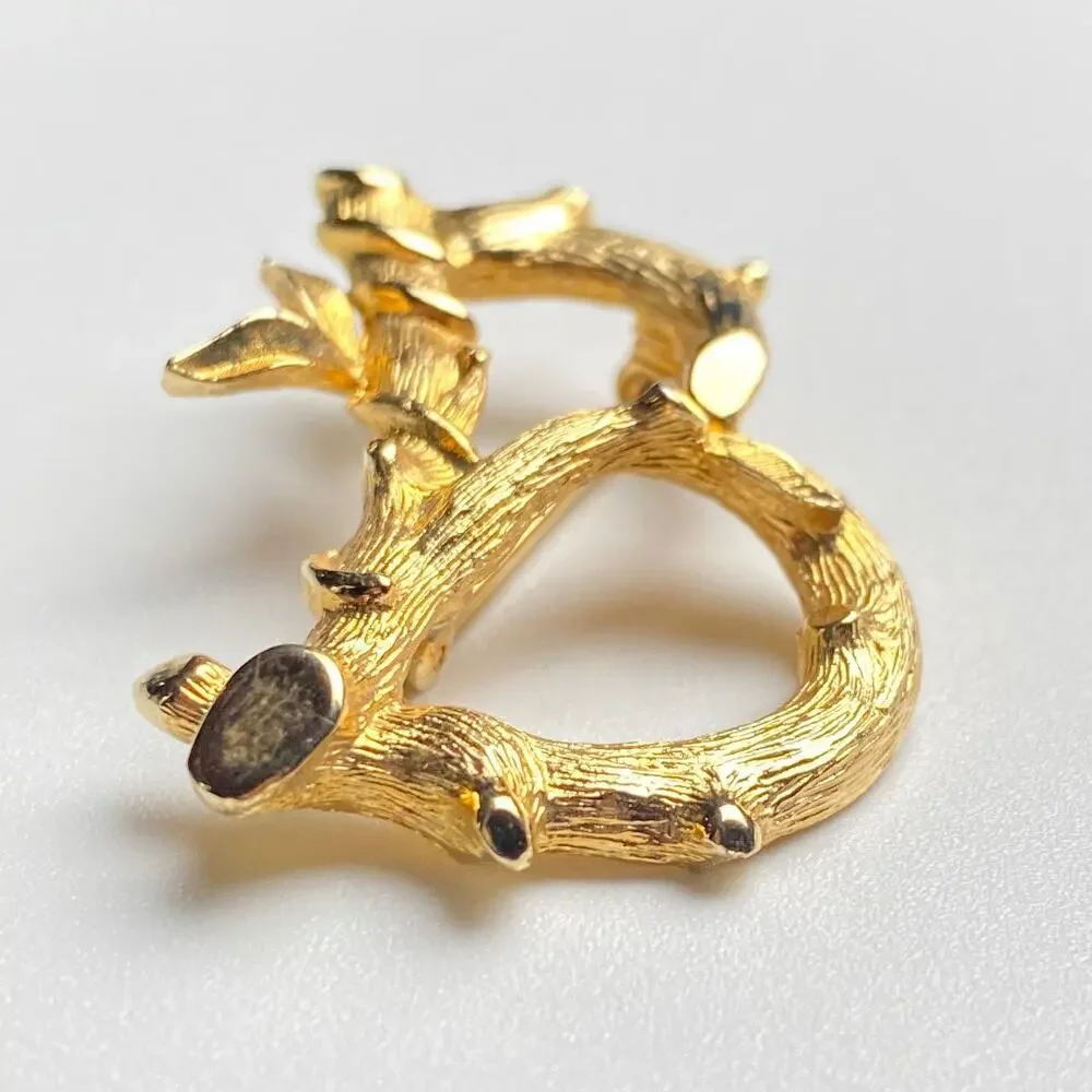 Sarah Coventry Letter B Brooch Vintage Gold Bamboo Twig Pin